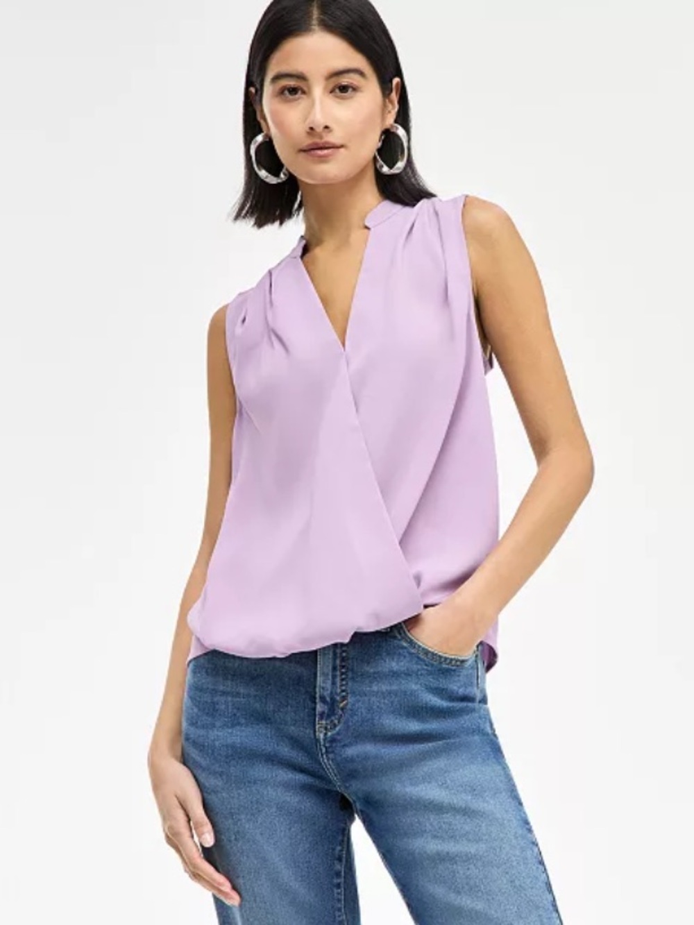 INC International Concepts Lavender Sleeveless cross over V-Neck Top lavender